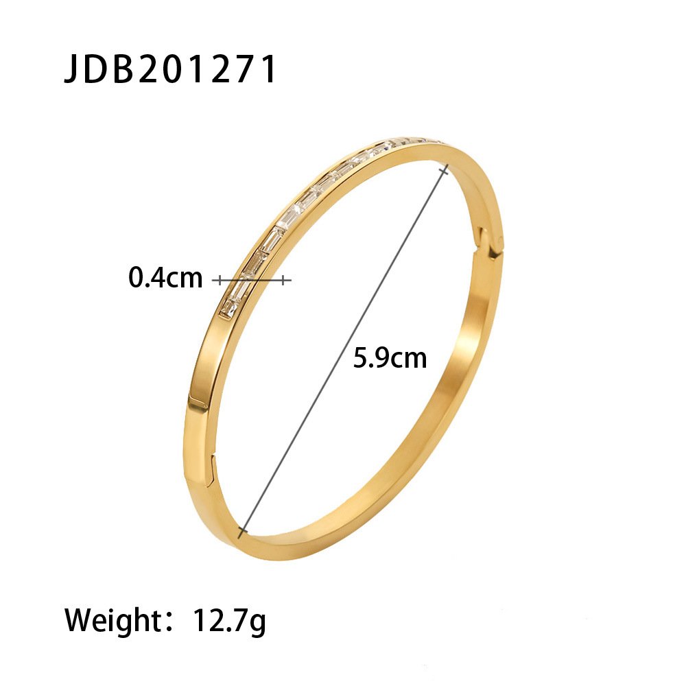 Gold Crystal Slim Bangle Bracelet