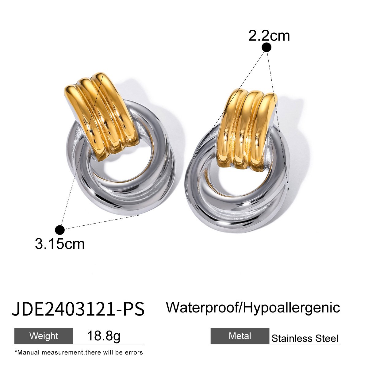 Two-Tone Interlinked Hoop Earrings