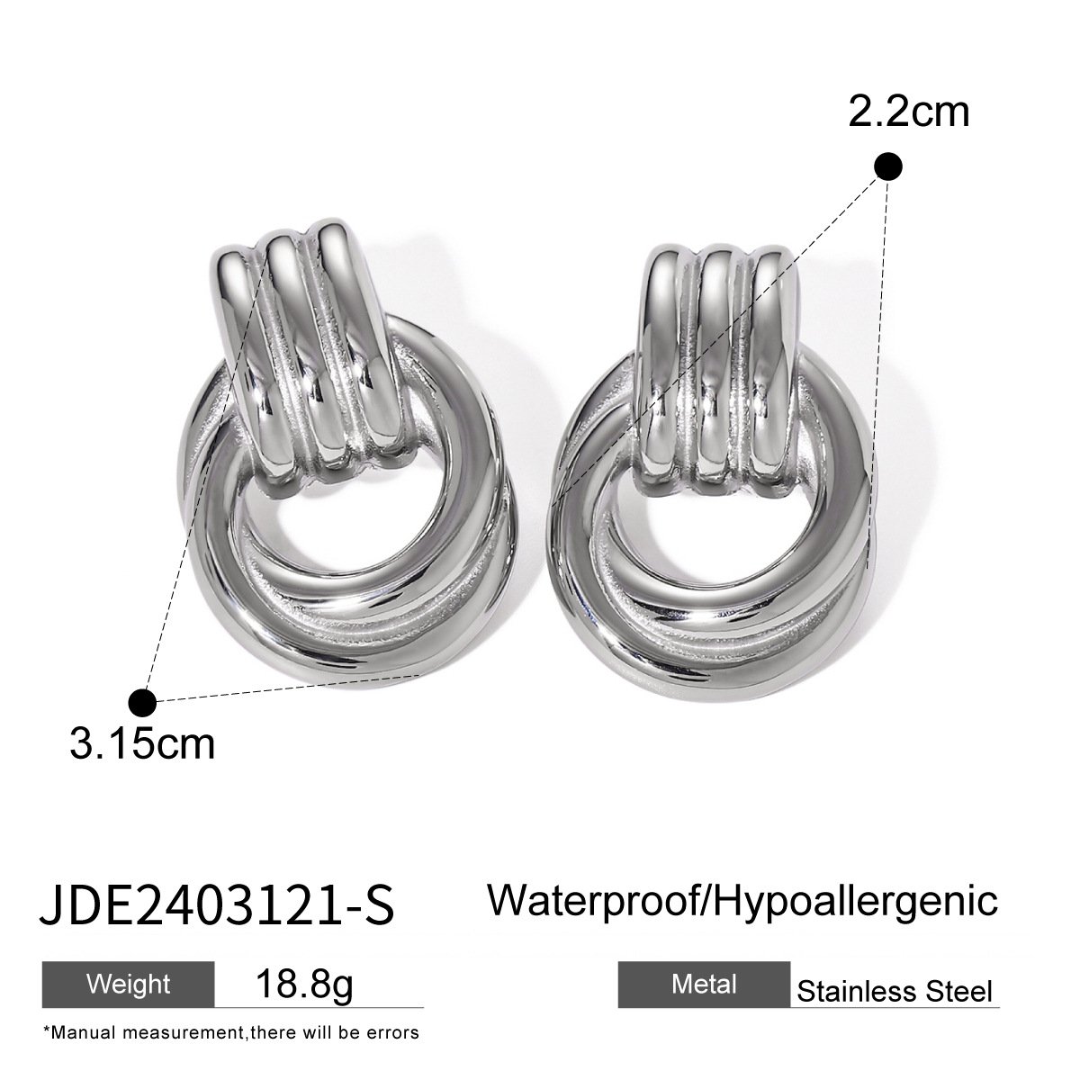 Silver Interlinked Hoop Earrings